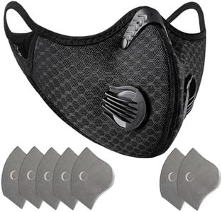 Hayodo Loops Face Dust Mask,Reusable Face Mask with 7 Activated Carbon Filters for Woodworking Construction Mowing Grinding (Black M Plus)