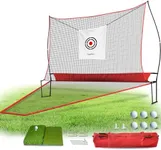 Golf Hitting Practice Nets and Turf Mat Tees for Backyard Driving Gift for Mens Real Indoor Golf Lovers Balls Hitting Driving Nets for Indoor Outdoor Garage Use Golfing Swing Training Impact Net
