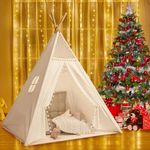 Takezuaa Teepee Tent for Kids Children's Play Tent Foldable Sleepover Tent for Boy and Girls Portable Tipi Play Tent Durable Polyester Fibre Tipi Children’s Playhouse for Indoor/Outdoor