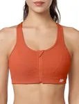 Yvette Zip Front Closure Sports Bras for Women High Impact Supportive Workout Running Bra Plus Size for Large Bust,Orange,S Plus