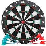 Safety Dart Board Set for Kids and Adults, 16 Inch Soft Rubber Dart Game with Standing Bracket and 6 Soft Tip Safe Darts for Party, Family and Office Leisure Sport, Gifts