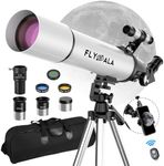 FlyGala (30X-750X) Telescope for Adults high Powered,80mm Aperture 600mm Focal Length Astronomy Telescope for Kids and Beginners,Astronomical Refractor telescopes for Kids Over 5 Year Old