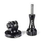 HSU Aluminum Tripod Mount Adapter for GoPro, Hero 12/11/10/9/8/7/6/5/4/3 Action Camera Monopod Mount with Thumbscrew (Black)