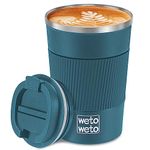 WETOWETO 12 oz Insulated Coffee Cup, Spill Proof Travel Coffee Mug, Vacuum Stainless Steel Coffee Tumbler, Coffee Mug with Lid, Portable Thermal Mug, Reusable Travel Coffee Cup(Blue)