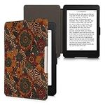 kwmobile Cork Case Compatible with Amazon Kindle Paperwhite - Book Style Protective e-Reader Flip Cover Folio Case - Summer Flowers Orange/Green/Red