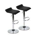 Set of 2 Adjustable Swivel Barstools, PU Leather Bar Stool with Chrome Base, Gaslift Pub Counter Chairs,Black