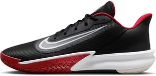 NIKE Men's Precision VII Basketball Shoe, Black White University Red, 8 US