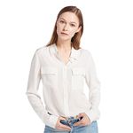 LilySilk Women's 100% Silk Blouse Long Sleeve Ladies Shirts 18 Momme Silk White,M