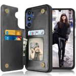 Tekcoo Galaxy A15 5G Wallet Case, Minimalist Luxury PU Leather ID Cash Credit Card Holder Slots Magnetic Closure Kickstand Folio Flip Slim Protective Cover for Samsung Galaxy A15 5G [Black]