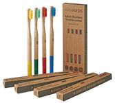 EcoSlurps Bamboo Toothbrushes - 4 Pack of Adult Bamboo Toothbrush Multipacks - eco Friendly Toothbrush with Different Colour Handles (4 Multicoloured)