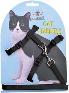 PUPTECK Adjustable Cat Harness and Leash Set Escape Proof Kitten Strap Collar for Walking Travel, Black