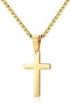 M MOOHAM Mens Cross Necklace for Men Gold - Mens Cross Necklace Stainless Steel Gold Plated Cross Pendant Necklace Cross Chain Gifts for Men, Cross Necklace 20 Inch