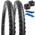 YUNSCM 2-Pcs 26" Bike Tires 26x2.125/57-559 and 26" Bike Tubes with 2 Rim Strips Compatible with Mountain/Off Road Bike 26x1.95 26x2.0 26x2.10 26x2.125 26x2.15 Bike Bicycle Tires and Tubes (Y-329)