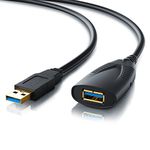 CSL - 5m USB 3.0 Active Repeater Cable - Extension Lead with Signal Amplification - USB Male to Female Amplifier Repeater - Black