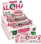 ALOHA Organic Plant Based Protein Bars | Raspberry White Chocolate | 12 Count, 1.98oz Bars | Vegan, Low Sugar, Gluten Free, Paleo, Low Carb, Non-GMO, Stevia Free, Soy Free, No Sugar Alcohol Sweeteners: LIMITED EDITION