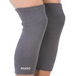 AGARO Stretchable Knee Support, Breathable Fabric, Uniform Compression, Relieves Muscle Pain, Joint Pain, Injury Recovery, For Workout, Running, For Men & Women, Knee Cap, Medium, Grey, Pack of 2