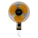 V-Guard Esfera SW N Wall Mount Fan For Bedroom | Pull Cord For 3 Speed Settings | 1350 RPM Powerful Motor | Corrosion Resistant Metal Guards | Orange Black | 40 cm (400mm)