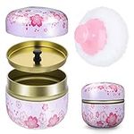 Sibba Powder Case with Powder Puff for Body Powder Empty Container Dusting Powder Box Baby After Bath Powder Puff Kit Makeup Powder Dispenser Case (Pink)