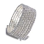 WedDecor 7 Row Bracelet Spiral Silver Crystal Upper Arm Cuff Rhinestones Diamante - Fashion Accessory for Women Ladies Girls Prom Parties, Special Event