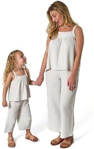 Modern Moments by Gerber Baby Girls' Cropped Pants Set, Light Blue Stripe, 18 Months