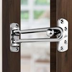 Plantex Heavy Duty Swing Bar Lock/Door Safety Guard with High Security Auxiliary Lock for Home/Office/Hotel – (SH-42, Silver, Chrome Finish)