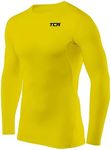 TCA Men's HyperFusion Compression Base Layer Top Long Sleeve Under Shirt - Crew Neck - Sonic Yellow, XL