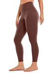 CRZ YOGA Women's Brushed Naked Feeling Gym Leggings 25'' - High Waisted Tummy Control Workout Running Yoga Pants Taupe 10