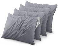 Utopia Bedding Waterproof Pillow Protectors Zippered (4 Pack, Grey) Standard Size, Bed Bug Proof Pillowcases, Pillow Encasement Covers 20 x 26 Inches