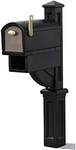 Step2 Mailmaster Hudson Mailbox & Post, Weather Resistant, Large Outdoor Mailboxes, Made of Durable Plastic, Easy to Install, Flag Included, Black