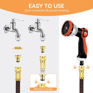 Expandable 75FT Garden Hose – 3-Layer Latex, No-Kink, 10-Function Nozzle, Metal Connectors