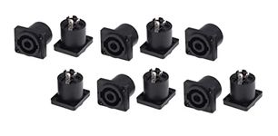 ESPtronics (10 Pcs) 4 Pin Plug Audio Cable Plug Socket Adapter Speakon for Microphone, Stereo System, DJ etc. 4 Pole Speakon Plug NL4FC XLR Socket Connector Black