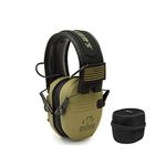 Walker's Game Ear Razor Slim Electronic Lightweight Shooting Hunting Range Hearing Protection Muffs (American Patriot/OD Green) Bundle with Protection Case (2 Items)