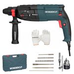 WONDERCUT WC-RH-26-B+3 Corded Electric Rotary Hammer 26mm,1600W Copper Armature,5 Functions with Vibration Control With Bmc Box,3 Drill Bits,2 Chisel,1 Metal Depth Gauge,13mm Drill Chuck Set,Gloves
