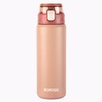 Borosil Aquasport 600 ml Stainless Steel Insulated Water Bottle | Double Wall Vaccum Insulated, Flask | 10 Hours Hot & Cold | Bottle for Office, Gym, School | 1 Year Warranty, Peach