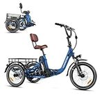 ADDMOTOR CITYTRI E-310 Mini Electric Trike for Adults, 750W Rear Motor, Folding Electric Tricycle, 48V 20Ah, 90MI, 380lbs, 3 Wheel Electric Bike, Step-Thru Etrike, Parking Brake, Differential, Blue