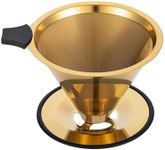 Pour Over Coffee Dripper INSINTAR Reusable Stainless Steel Pour Over Coffee Filter Paperless Metal Coffee Strainer Single Cup Pour Over Coffee Maker 1-4 Cup(Titanium Gold)