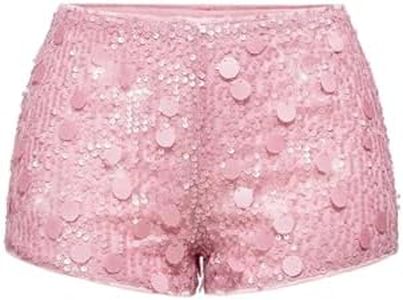 Floerns Women's Low Waist Sequin Mini Mirco Shorts Shiny Music Festival Party Club Hot Pants Pink Medium