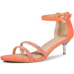 Allegra K Women's Glitter Stiletto Heels Kitten Heel Sandals Orange 5 UK/Label Size 7 US