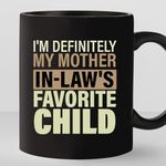 TODOLIA -11Oz- I'm Definitely My Mother In Law's Favorite Child Coffee Mug, Birthday Gift For Mother In law, Christmas Mug Gift From Daughter In Law Son In Law, Ceramic Glossy Mug Gift For Mom