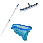 SUDS-ONLINE SWIMMING POOL SPA HOT TUB 18" WALL BRUSH + OVAL DEEP LEAF NET +TELESCOPIC POLE