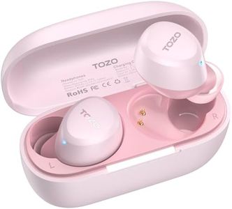 TOZO A1 Mini Wireless Earbuds Bluetooth 5.3 in Ear Light-Weight Headphones Built-in Microphone, Immersive Premium Sound Long Distance Connection Headset with Charging Case, Rose Gold