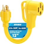 Kohree 4 Prong 30 Amp to 50 Amp RV Generator Adapter Cord, NEMA L14-30P to 14-50R Twist Lock Adapter, NEMA L14-30P Twist Lock Plug to 14-50R Receptacle, STW 10 AWG 12", RV Adapter for Trailer Camper