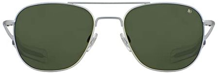 AO Original Pilot Sunglasses - Matte Silver - Calobar Green AOLite Nylon Lenses - Bayonet Temple - 52-20-140