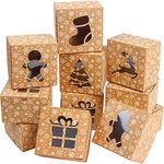 DERAYEE 24Pcs Christmas Cookie Boxes with Window, Holiday Bakery Gift Boxes Small kraft Boxes for Packaging Cupcakes, Candy, Goodies