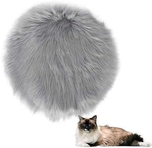 Wubo Cat Heated Pet Bed, Small, Grey, Faux Mink Fur