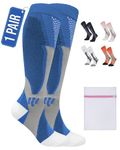 361 RELIEF 1 Pair Copper Compression Socks for Women & Men - Ideal for Running, Travel, Pregnancy, 15-20 mmHg, S/M, Blue, Includes Laundry Bag