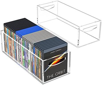 AITEE DVD/CD Storage Box 2 Packs, Acrylic Storage Container for Blu-Rays, Small Books/Booklets, Video Game Cases and Video Game Controllers, Storage Organizer for Countertop/Kitchen/Bathroom/Cabinet.
