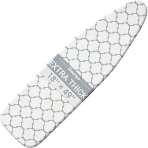 Geurrpo Ironing Board Cover and Pads Fit Standard Size 18x49 Inch Iron Boards Wide Thick Cotton Padded Heavy Duty Scorch and Heat Resistant Elastic Edge Hook and Loop Fasteners for Home Laundry