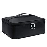 Travel Makeup Bag Large Cosmetic Bag Make up Case Organizer for Women (Black)