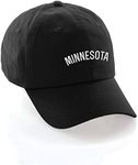 Daxton USA Cities Baseball Dad Hat Cap Cotton Unstructure Low Profile Strapback - Minnesota Black White